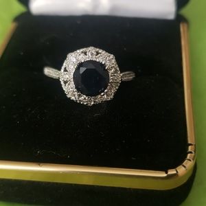 Blue stone sterling silver sz 7 ring